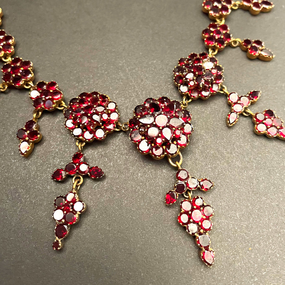 Genuine Natural Bohemian Garnet Necklace Three Pear Drops Victorian  (#J6093) | eBay