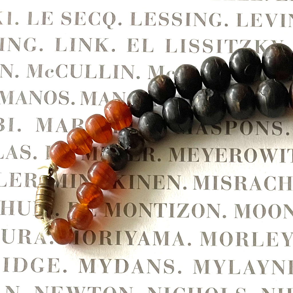 Necklace barrel clasp and tortoiseshell beads.